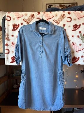 Light Blue Denim Tunic Shirt Dress